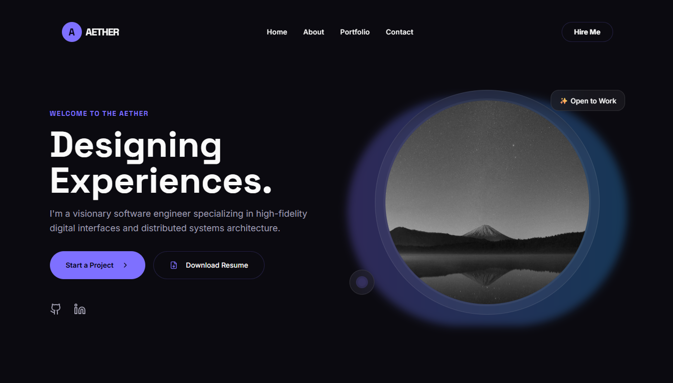Aether | Futuristic Personal Portfolio